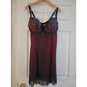 Enchanted night gown red black slip dress size 18 20 dark Academia intimates
